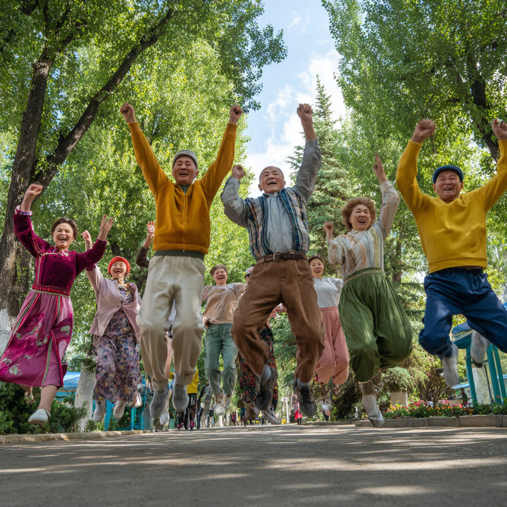 Сосредоточенные пожилые европейские люди выполняют контролируемые упражнения, демонстрируя связь разума и тела